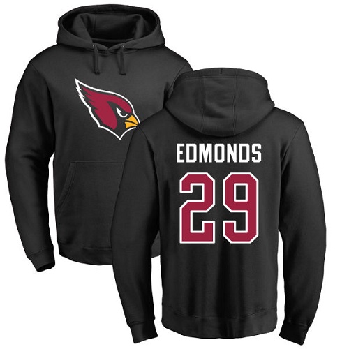 Arizona Cardinals Men Black Chase Edmonds Name And Number Logo NFL Football #29 Pullover Hoodie Sweatshirts